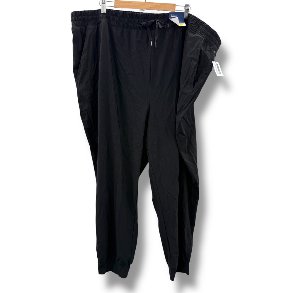 Old Navy Jogger Pants Womens 4X Black SleekTech Go-Dry Activewear High Rise NWT